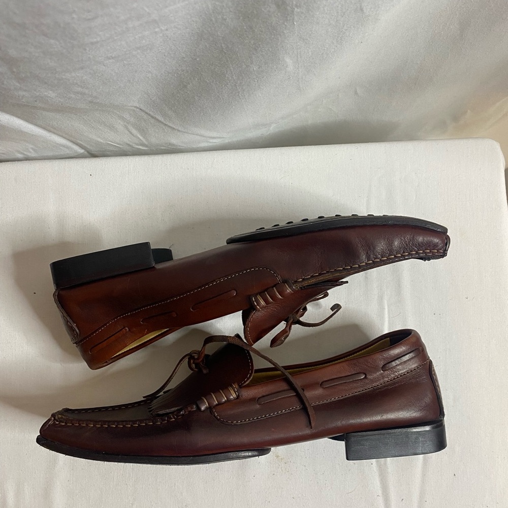 Santoni square toe Brown Leather Loafer Men’s 11 D - Picture 3 of 10